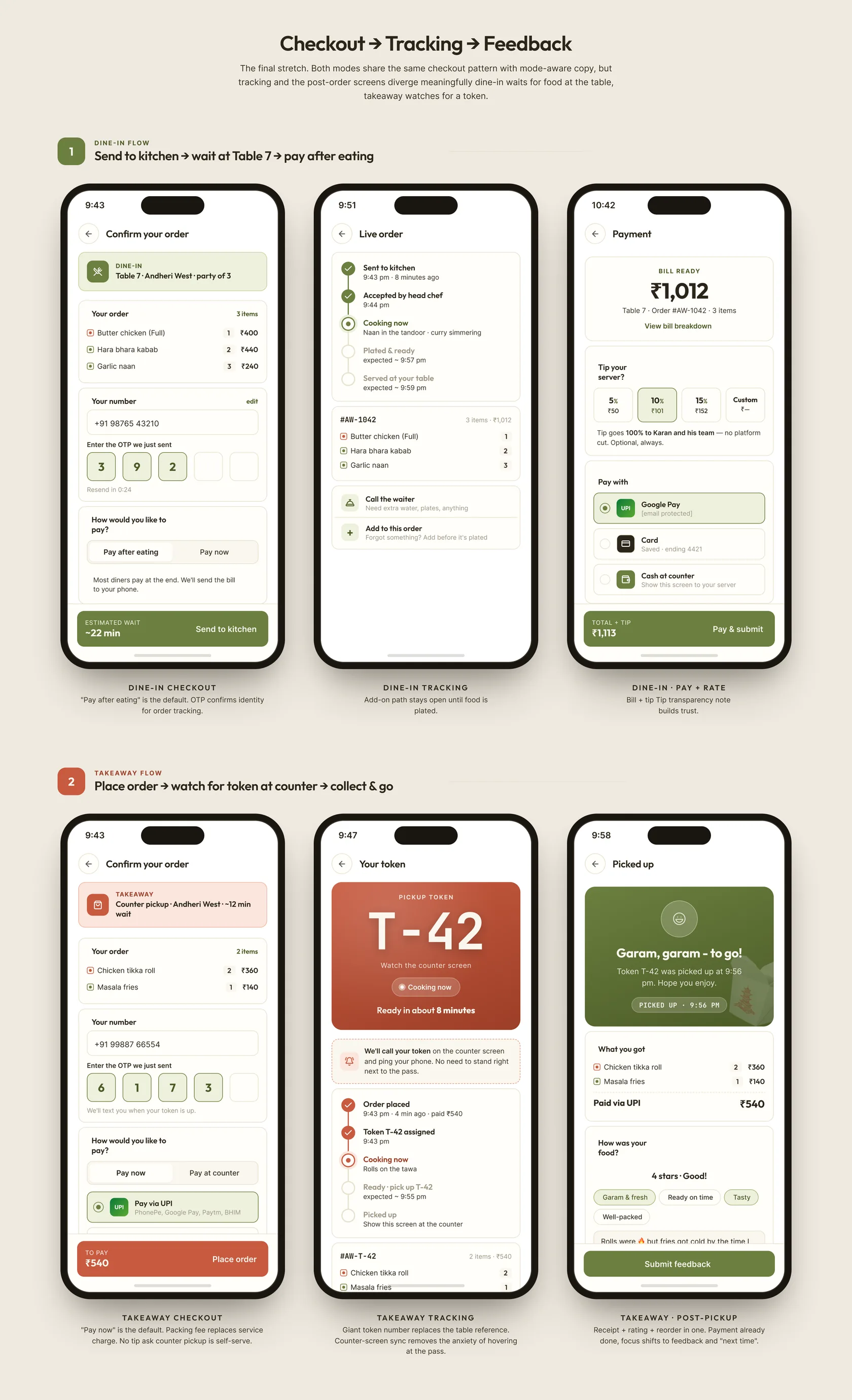 Tableside customer app: order tracking and pay