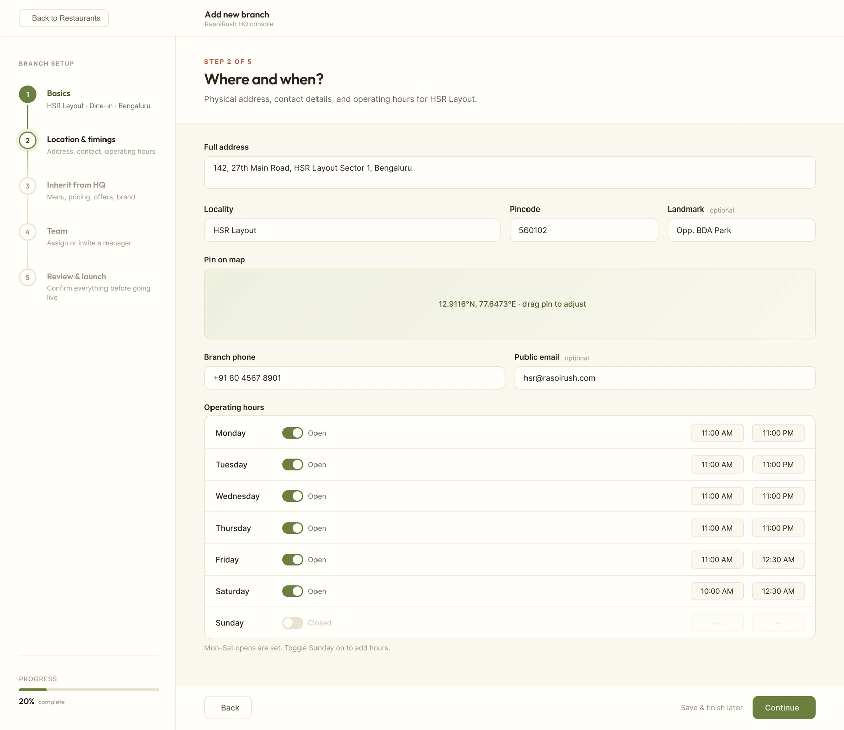 Tableside HQ reports and staff views